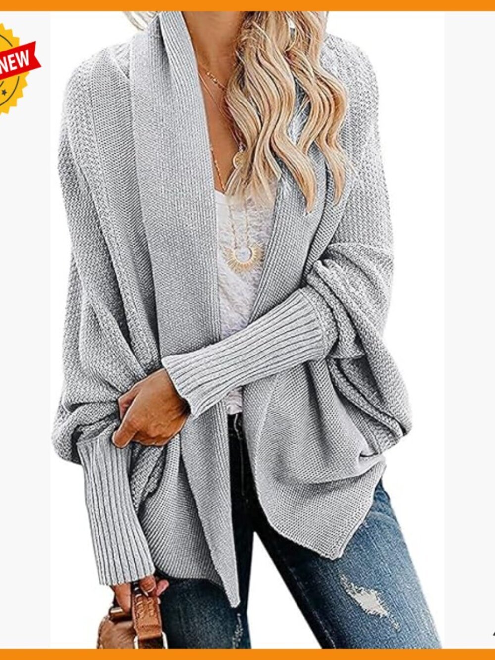 Oversized Chunky Knit Cardigan Sweater Open Front Batwing Kimono Wrap Coat